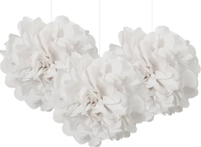Produktbild von Unique Party 64221, Dekorativer Pom-Pom, Papier, Weiß, Einfarbig, 22,8 cm, 3 Stück(e)
