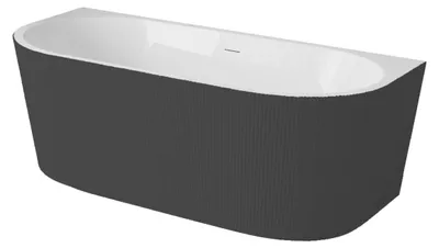 Obrázok produktu pre BALNEO prístenná vaňa VIVA 170 × 80 cm v čiernej farbe rebrovaný