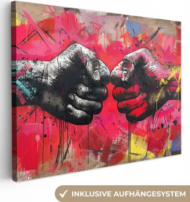 Produktbild von Wanddeko 80x60 cm - Banksy - Straßenkunst - Hände - Kunst - Abstrakt, Wandbilder, Wanddeko Wohnzimmer