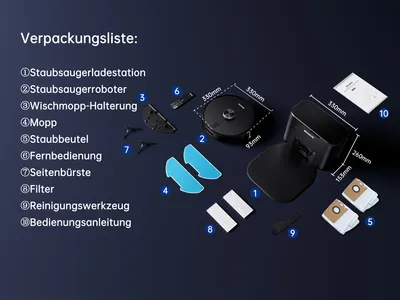 Zdjęcie produktu dla 360 SMARTAI Botslab S8 Robot odkurzający ze stacją ssącą 3L, robot próżniowy 5000Pa z funkcją wycierania, nawigacja laserowa, mapowanie kilku pięter