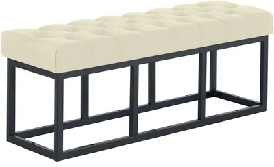 Produktbild von CLP Sitzbank Amun Stoff mit schwarzem Metallgestell creme Größe 120 cm
