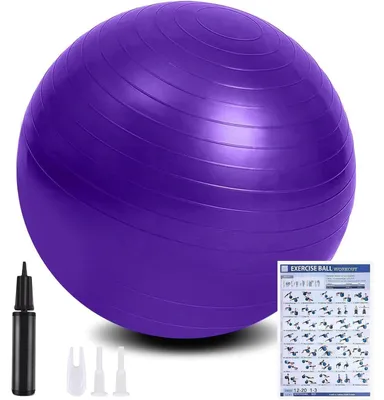 Produktbild von Gymnastikball mit Fußpumpe, 55cm, Violett, Anti-Burst, rutschfest