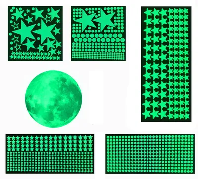 Produktbild von Leuchtende Sterne Und Mond Für Die Decke, 1 Mond 28 X 28 Cm, Leuchtendes Sternen-Set Mit 550 Punkten, Für Kinderzimmer Und Schlafzimmer