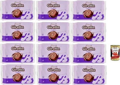 Produktbild von Bauli, Girella Spirale al Cioccolato, Kuchen Süßer Snack n mit Kakaofüllung, Ohne Konservierungsstoffe und Farbstoffe mit nur natürlichen Aromen 12x 280g + Italian Gourmet polpa 400g