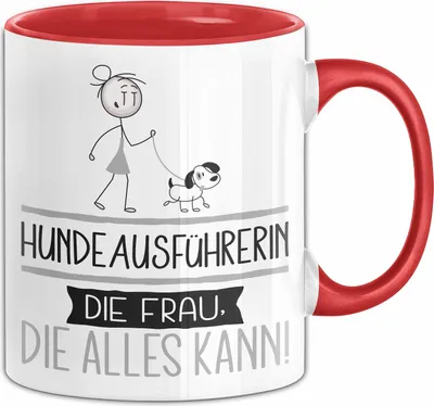 Produktbild von Hundeausführerin Geschenk Tasse Becher Die Frau Die Allen Kann Geschenkidee für eine Hundeausführerin Lustig (Rot)