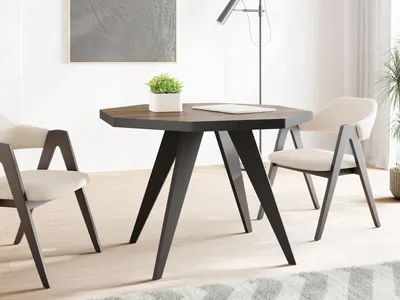 Produktbild von Moderner Runder Ausziehbarer Esstisch Diamond mit Schwarz Holzbeinen – Erweiterbar bis 200 cm, ideal für 4 bis 8 Personen - Loft-Stil Tisch für Esszimmer oder Küche - Arvadonna Chestnut
