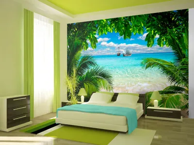 Produktbild von Vlies Fototapete Tropische Insel 350x256 cm Tapeten Wandtapete XXL Natur Landschaft Strand Meer c-A-0047-a-a