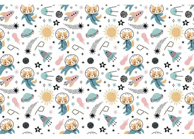Produktbild von Kinderzimmer-Möbelaufkleber mit Weltraumtieren, 60 x 90 cm
