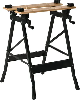 Produktbild von Werkbank - Klappbarer, tragbarer Arbeitstisch - Verstellbare Arbeitsplatten für Winkel und Abstand - 63,5×60,5×78 cm - Schwarz