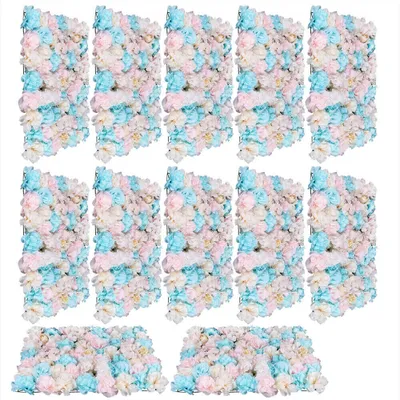 Produktbild von 12 Stück Künstlich Blume Mauer Rosenwand  Blumenwand Seide Blumen Hintergrund Mehrfarbig DIY Hochzeit Straße für Hochzeitdeko