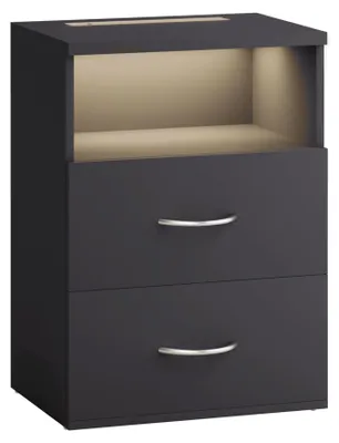 Image de Table de chevet avec éclairage LED, anthracite, 55 x 40 x 28 cm