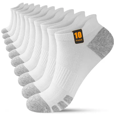 Imagen del producto de Calcetines deportivos cortos, 10 pares, algodón, transpirables, talla 39-42, para deporte y uso diario