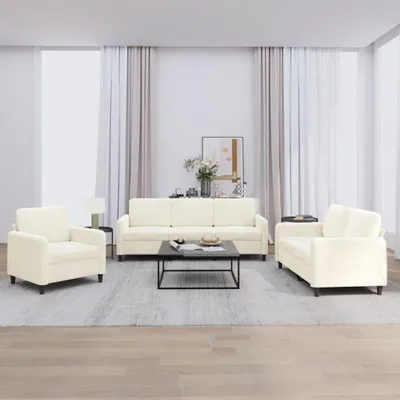 Produktbild von vidaXL 3-tlg. Sofagarnitur Creme Samt