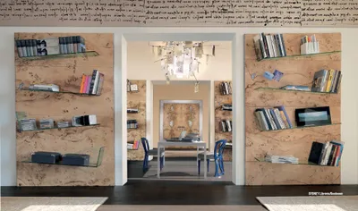 Immagine prodotto di Design, mensole a parete, scaffali per il soggiorno, mobili in acciaio inossidabile, libreria