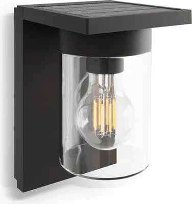 Produktbild von Calex Asti Solar Außenwandleuchte, Gartenbeleuchtung, Solarbetrieben, Bewegungsmelder, Wasserdicht, Schwarz, Aluminium