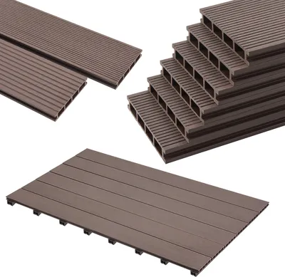 Produktbild von WPC Dielen Komplettset Deilingen 4 m² Terrassendielen inkl. Unterkonstruktion und Montagematerial Terrassenboden witterungsbeständig Dunkelbraun