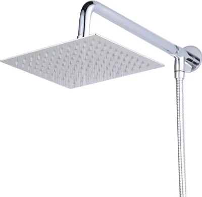 Immagine prodotto di Doccia a pioggia con supporto a parete soffione quadrato da 203 cm - design - doccia a pioggia in acciaio inox cromato senza rubinetto