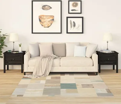 Zdjęcie produktu dla The Living Store Stoliki boczne 2 szt. czarne 50x50x49 cm lite drewno sosnowe