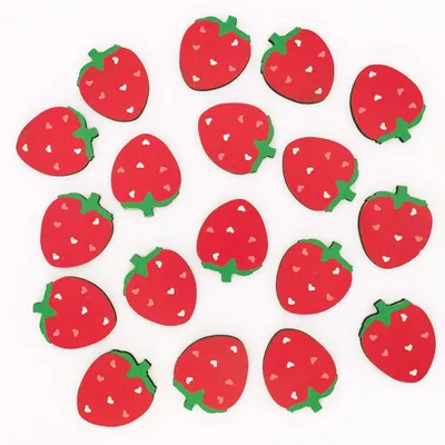 Holzerdbeeren, 18 Stück, Streudeko rot-grün, Mini-Deko