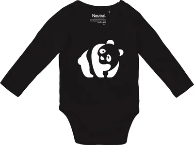 Produktbild von Huuraa Baby Body Panda Silhouette 74 Black  Baumwolle Fairtrade Langarmbody Geschenkidee