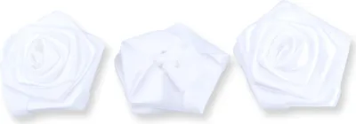 Produktbild von Satinrosen 6cm zum Basteln & Aufnähen 3 Stück Weiß