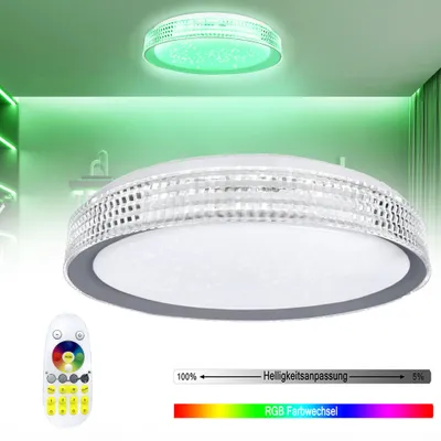 Zdjęcie produktu dla VA-Cerulean, lampa sufitowa LED, 60W, RGB, możliwość regulacji jasności, pilot, efekt "nieba gwiaździstego", kolor szary, średnica 50 cm
