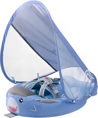 Produktbild von Schwimmring für Babys mit Sonnenabdeckung - Nicht aufblasbares Schwimmbad für Babys von 3-24 Monaten