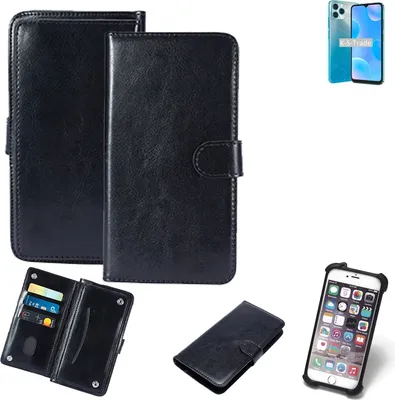 Produktbild von K-S-Trade 360° Hülle kompatibel mit Blackview A95 schwarz Kunstleder Case BookCase WalletCase Kunstlederederhülle Handyhülle, Rundumschutz Bumper