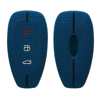 Produktbild von kwmobile Autoschlüssel Schutzhülle kompatibel mit Ford 3-Tasten Autoschlüssel Keyless Go Hülle - Schlüsselhülle aus Silikon - in Dunkelblau Schwarz