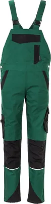 A pair of green and black work overalls.