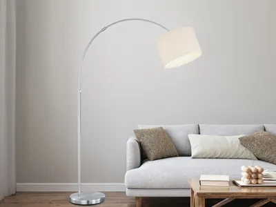 Produktbild von stehleuchte Hotel215 cm Stahl/Textil 6 kg mattsilber/weiss