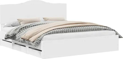 Obrázok produktu pre Rám postele so zásuvkou Biela 200 x 200 cm Inžinierske drevo