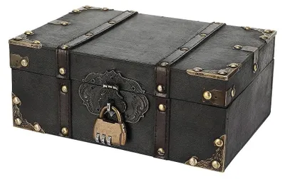 Productafbeelding van Omgoods - Vintage Houten Schatkist 24 x 17 x 10 cm