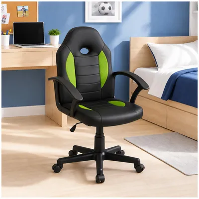 Produktbild von Schreibtischstuhl Junior höhenverstellbar ergonomischer Drehstuhl Schwarz-Grün