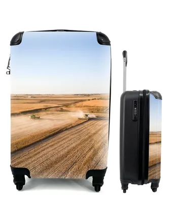 Produktbild von MuchoWow® Koffer Handgepäck Trolley Rollkoffer Kleine Reisekoffer mit 4 Rollen - Feld - Bauernhof - Traktor - Landwirt - Landleben - Cabin Size < 55x40x23 cm & 55x40x20 cm - Fotokoffer - Kabinenkoffer - Boardgepäck - Reise-Box - Reisekoffer - Reisegepäck - Koffer mit Bild - Trolley für Kinder