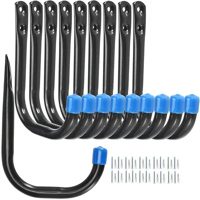 Immagine prodotto di Omgoods - Ganci di supporto robusti - Ganci per garage - Ganci a J - Supporti a parete - 10 pezzi - Acciaio inossidabile