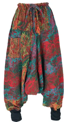 Produktbild von Flauschige Haremshose, Pluderhose, Pumphose, Aladinhose - Rot/bunt, Damen, Polyacryl, Hosen