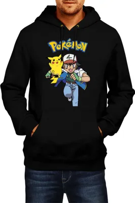 Obrázek produktu pro Pánská Mikina S Kapucí Japan Manga Anime Comics Pokemon 011, Man L / Černá