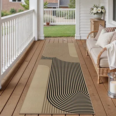 Jute-Look Läufer 60x240 cm Braun Schwarz Antirutsch