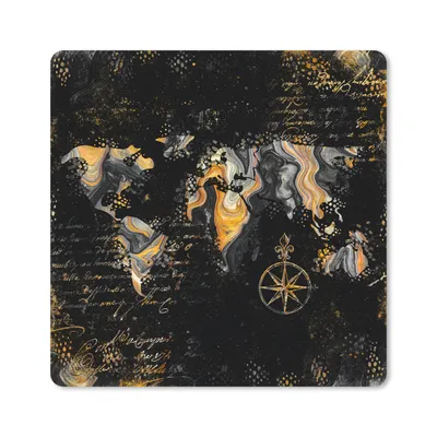 Produktbild von MuchoWow® Mauspad Mousepad Weltkarte - Farbe - Gold - Kompass 20x20 cm - Mousepads - Maus Mat - Pad - Mausunterlage - Desk Mat - Bureauartikeln