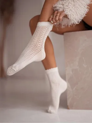 Produktbild von Damen Socken Milena Ajour Zickzack Beige aus Baumwolle 37-41