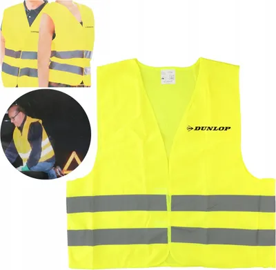 Zdjęcie produktu dla Kamizelka bezpieczeństwa żółta z ODBLASKAMI UNIWERSALNA S-XXL DUNLOP