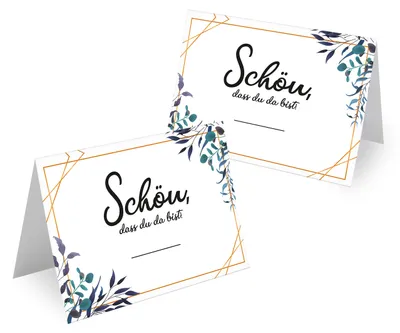 Produktbild von MAVANTO® 50x Design Tischkarten Hochzeit Geburtstag DIN A7 - Platzkarten zum Beschriften in vielen verschiedenen Designs (Blätter)