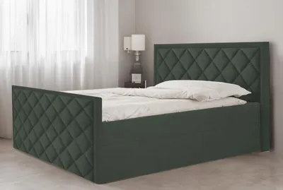 Produktbild von Bett, Boxspringbett DORMI mit Fußteil, VISCO Topper, Federkern, Doppelbett, Stauraum, 160x200 cm, (Grün - Itaka 10)