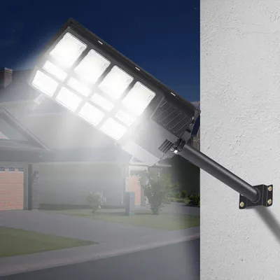 Immagine prodotto di Fiqops lampione solare Luce solare a LED proiettore impermeabile con sensore di movimento e telecomando per giardino esterno patio parcheggio 300W