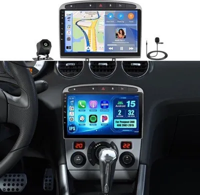 Zdjęcie produktu dla Radio samochodowe Android 15, 2+32G, format 2DIN, przeznaczone do samochodów Peugeot 308 i 408, rocznik 2007-2015