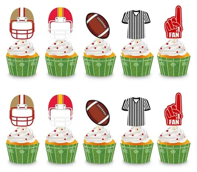 Productafbeelding van 40 Stuks Rugby Cake Toppers voor Verjaardagsdecoratie