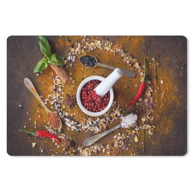 Produktbild von MuchoWow® Mauspad Mousepad Mörser - Kräuter - Löffel - Gewürze - Braun - Pfeffer 27x18 cm - Mousepads - Maus Mat - Pad - Mausunterlage - Büroartikel - Desk Matten