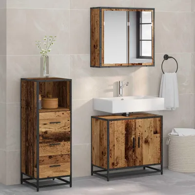 Image de Maison Exclusive - Ensemble de meubles de salle de bain, 3 pièces, bois de récupération, 65 x 33 x 60 cm