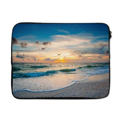 Produktbild von MuchoWow® Laptop Hülle 17 Zoll Laptoptasche Strand - Meer - Sonnenuntergang - Zipper - Schutzabdeckung